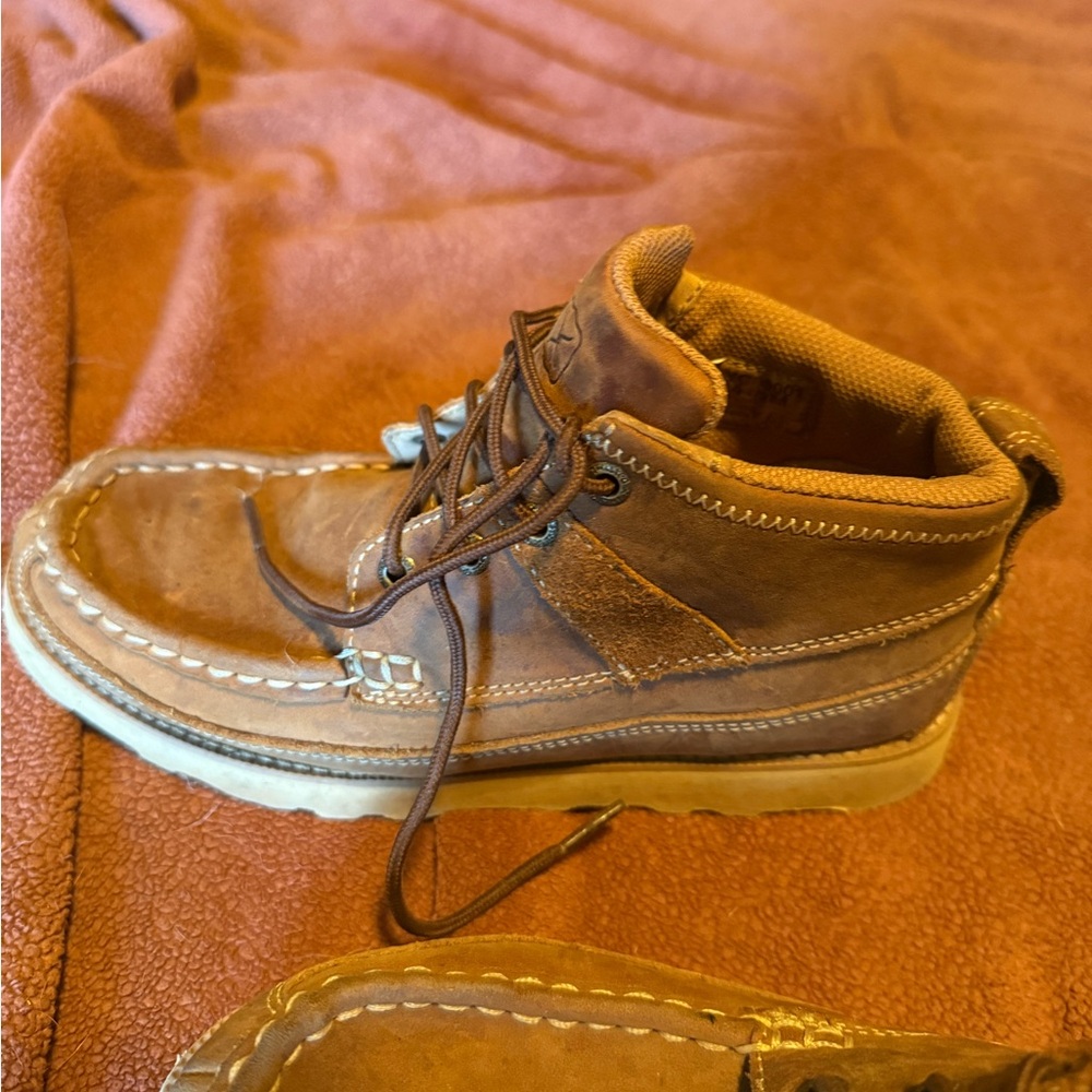 Twisted X Brown Lace Up Boots Youth 4.5 fits like Women’s 7 Wedge sole Moc toe - Picture 5 of 11
